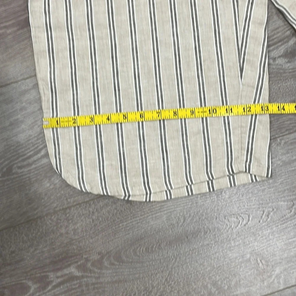NWOT Coldwater Creek 100% Linen Pull On Wide Leg Crop Pants Striped L - Picture 12 of 15